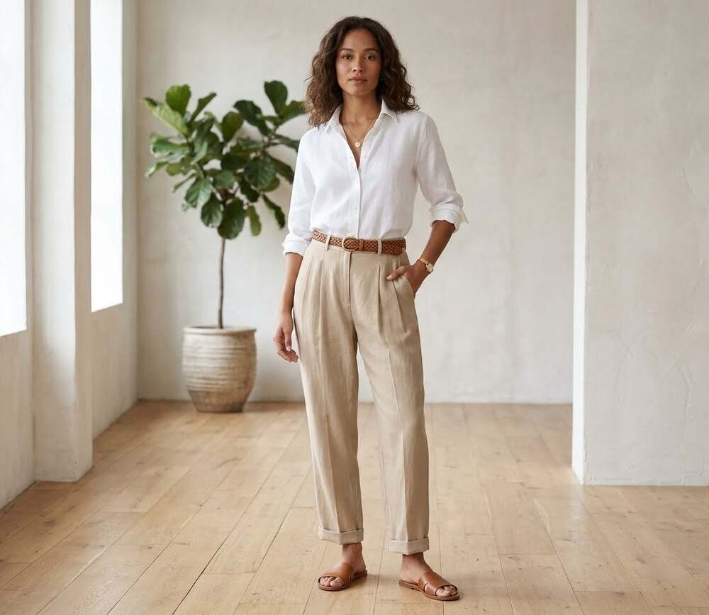 Vintage Jones New York Rayon Linen Tan Khakis Dress Pants Womens Size 12